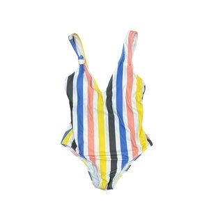 Mae Striped Multicolor Knotted Detail One Piece Padded Women's Swimsuit 8/10 M